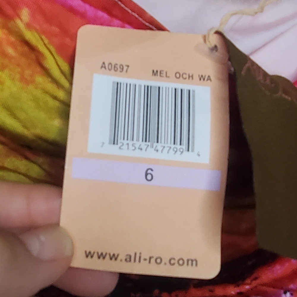 NWT Ali Ro Size 6 Pink and Yellow Dress - Picture 9 of 9